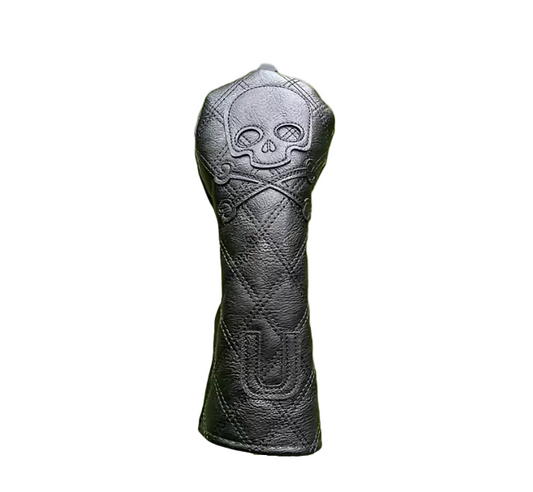 Black golf club head cover with skull design 